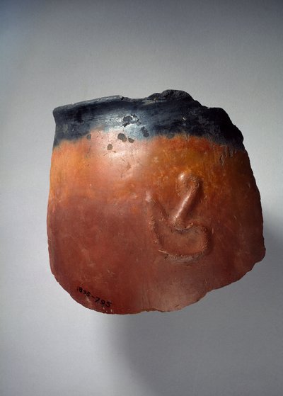 Pot shard showing crown of Lower Egypt in relief, Predynastic by Naqada I Period Egyptian